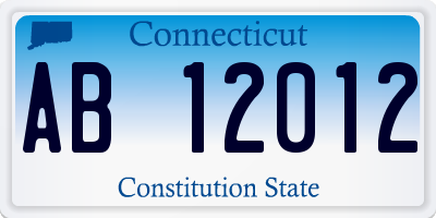 CT license plate AB12012