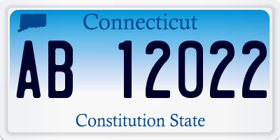 CT license plate AB12022