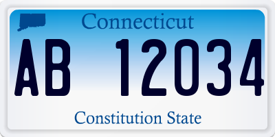 CT license plate AB12034