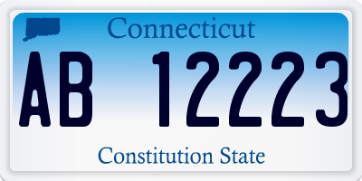 CT license plate AB12223