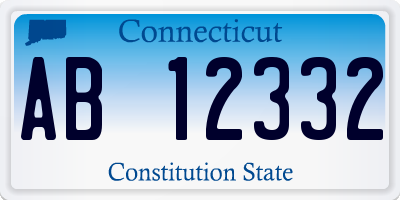 CT license plate AB12332