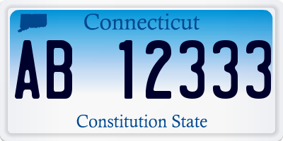 CT license plate AB12333