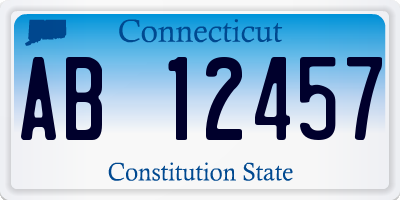 CT license plate AB12457