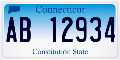 CT license plate AB12934