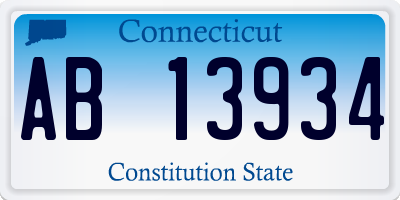 CT license plate AB13934