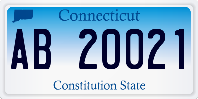 CT license plate AB20021