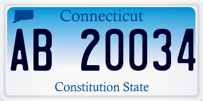 CT license plate AB20034