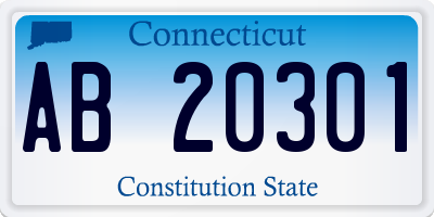 CT license plate AB20301