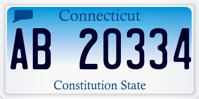 CT license plate AB20334