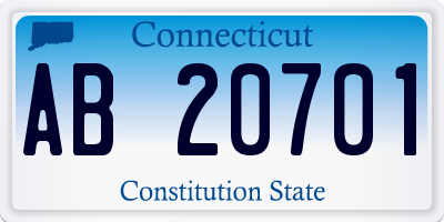 CT license plate AB20701