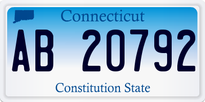 CT license plate AB20792