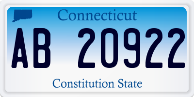 CT license plate AB20922