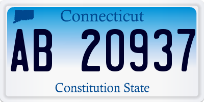CT license plate AB20937