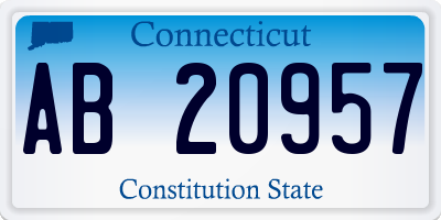 CT license plate AB20957