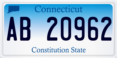 CT license plate AB20962