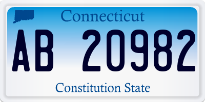 CT license plate AB20982