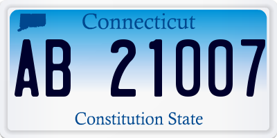 CT license plate AB21007