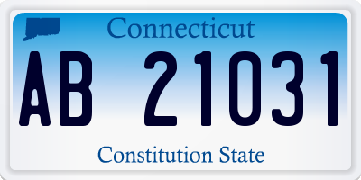 CT license plate AB21031