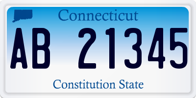 CT license plate AB21345