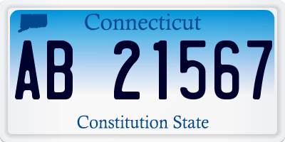 CT license plate AB21567