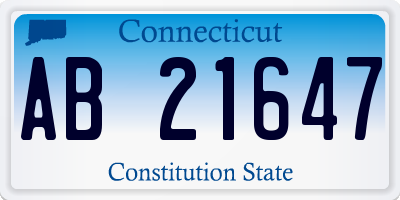 CT license plate AB21647