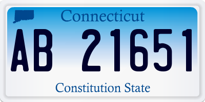 CT license plate AB21651