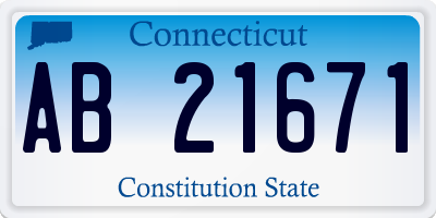 CT license plate AB21671