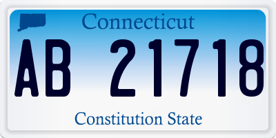 CT license plate AB21718