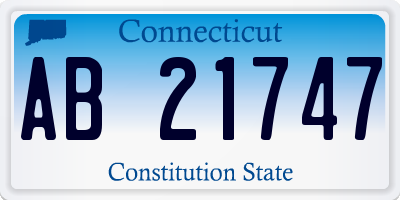 CT license plate AB21747