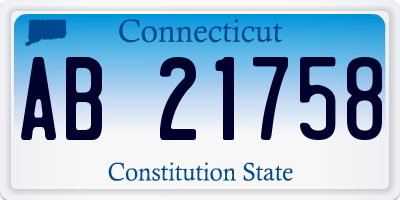CT license plate AB21758