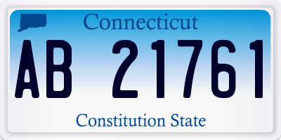 CT license plate AB21761
