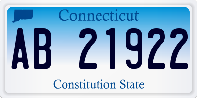 CT license plate AB21922