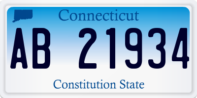 CT license plate AB21934