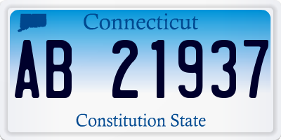 CT license plate AB21937