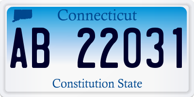 CT license plate AB22031