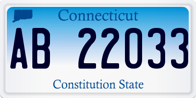 CT license plate AB22033