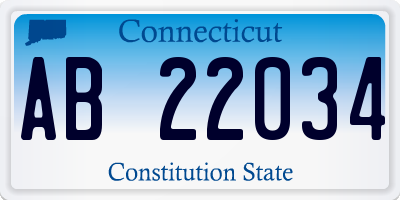 CT license plate AB22034