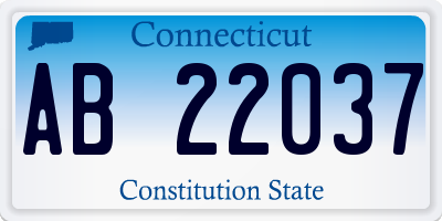 CT license plate AB22037