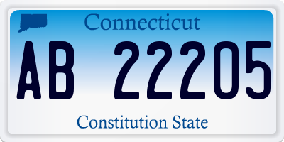 CT license plate AB22205