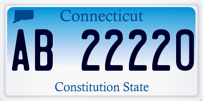 CT license plate AB22220