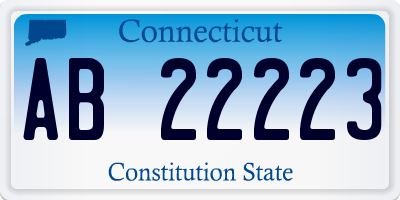 CT license plate AB22223