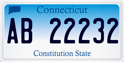 CT license plate AB22232