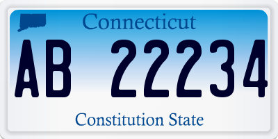 CT license plate AB22234