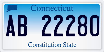 CT license plate AB22280