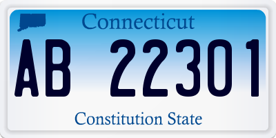 CT license plate AB22301