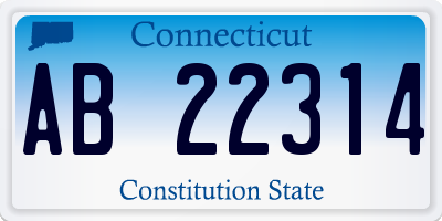 CT license plate AB22314