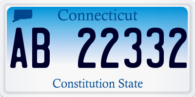 CT license plate AB22332