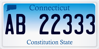 CT license plate AB22333