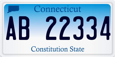 CT license plate AB22334