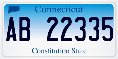 CT license plate AB22335